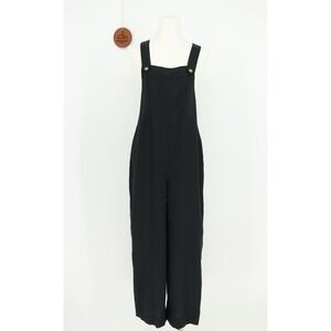 WHISTLES Black Lyocell Wide Leg Jumpsuit Overalls XS US Size 2 Bib Relaxed NWT